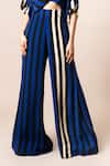 Buy_Nupur Kanoi_Blue Crepe Printed Stripe V Neck Knotted Top And Pant Set _Online_at_Aza_Fashions