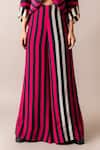 Buy_Nupur Kanoi_Magenta Crepe Printed Stripe V Neck Knotted Top And Pant Set  _Online_at_Aza_Fashions