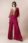 Nupur Kanoi_Multi Color Crepe Printed Stripe V Collar Block Jumpsuit  _Online_at_Aza_Fashions