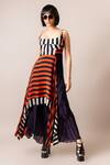 Buy_Nupur Kanoi_Multi Color Crepe Square Neck Stripe Digital Print Bustier Dress_at_Aza_Fashions