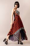 Nupur Kanoi_Multi Color Crepe Square Neck Stripe Digital Print Bustier Dress_Online_at_Aza_Fashions