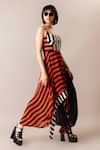 Buy_Nupur Kanoi_Multi Color Crepe Square Neck Stripe Digital Print Bustier Dress_Online_at_Aza_Fashions