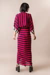 Shop_Nupur Kanoi_Multi Color Crepe V-neck Stripe Print Top And Draped Skirt Set _at_Aza_Fashions