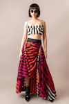 Buy_Nupur Kanoi_Multi Color Crepe Digital Printed Stripe Bustier And Lehenga Skirt Set _at_Aza_Fashions