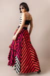 Shop_Nupur Kanoi_Multi Color Crepe Digital Printed Stripe Bustier And Lehenga Skirt Set _at_Aza_Fashions