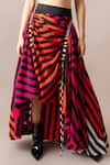 Buy_Nupur Kanoi_Multi Color Crepe Digital Printed Stripe Bustier And Lehenga Skirt Set _Online_at_Aza_Fashions