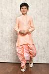 Buy_Samyukta Singhania_Peach Cotton Geometric Kurta And Dhoti Pant Set _Online_at_Aza_Fashions