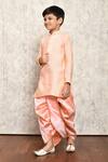 Shop_Samyukta Singhania_Peach Cotton Geometric Kurta And Dhoti Pant Set _Online_at_Aza_Fashions