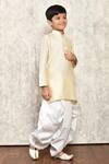 Shop_Petite Pomme_Cream Cotton, Silk Kurta And Dhoti Pant Set _Online_at_Aza_Fashions