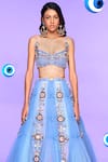 Shop_Papa Don't Preach_Purple Tulle Embellished Glass Crystals Cinder Who Lehenga And Bralette Set _at_Aza_Fashions