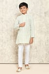 Buy_Samyukta Singhania_Green Cotton Embroidered Thread Work Jaal Pattern Kurta Set _at_Aza_Fashions