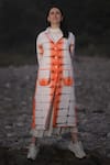 Shop_Raas Life_White Cotton Jharoka Ben Tie-dye Pattern Trench Coat _Online_at_Aza_Fashions