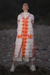Shop_Raas Life_White Cotton Jharoka Ben Tie-dye Pattern Trench Coat _at_Aza_Fashions