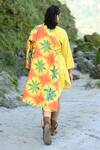Raas Life_Yellow Cotton Collared Koki Ben Tie-dye Pattern Trench Coat _Online_at_Aza_Fashions