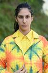Buy_Raas Life_Yellow Cotton Collared Koki Ben Tie-dye Pattern Trench Coat 