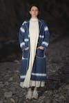 Buy_RAAS LIFE_Blue Cotton Naina Ben Tie-dye Pattern Trench Coat _at_Aza_Fashions