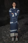 RAAS LIFE_Blue Cotton Naina Ben Tie-dye Pattern Trench Coat _Online_at_Aza_Fashions