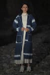 Shop_RAAS LIFE_Blue Cotton Naina Ben Tie-dye Pattern Trench Coat _at_Aza_Fashions