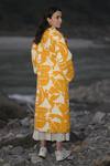 Raas Life_Yellow Cotton Embroidery Collared Peedi Ben Kantha Jacket _Online_at_Aza_Fashions