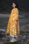 Shop_Raas Life_Yellow Cotton Embroidery Collared Peedi Ben Kantha Jacket _at_Aza_Fashions