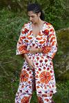 Shop_Raas Life_White Cotton Embroidery V-neck Sarad Ben Suzani Jacket _Online_at_Aza_Fashions