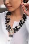 Buy_Do Taara_Black Natural Stone Embellished Pendant Layered Necklace _at_Aza_Fashions