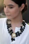 Buy_Do Taara_Black Natural Stone Embellished Pendant Layered Necklace _Online_at_Aza_Fashions