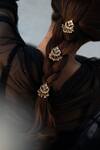 Buy_Do Taara_Gold Pearls Kundan Embellished Braid Pins Set _at_Aza_Fashions