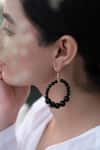 Buy_Do Taara_Black Stones Onyx Hoop Earrings _at_Aza_Fashions