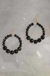 Shop_Do Taara_Black Stones Onyx Hoop Earrings _at_Aza_Fashions