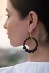 Do Taara_Black Stones Onyx Hoop Earrings _Online_at_Aza_Fashions