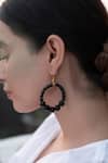 Buy_Do Taara_Black Stones Onyx Hoop Earrings _Online_at_Aza_Fashions