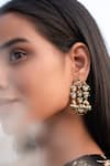 Do Taara_Gold Plated Kundan Floral Motif Earrings _Online_at_Aza_Fashions