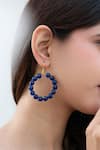 Buy_Do Taara_Blue Onyx Stone Hoop Earrings _at_Aza_Fashions