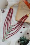 Shop_Do Taara_Red Multi Layered Necklace _at_Aza_Fashions