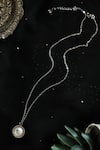Shop_Do Taara_Silver Plated Polki Encrusted Pendant Necklace _at_Aza_Fashions