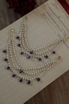 Shop_Do Taara_Purple Pearl Multi Layered And Onyx Anklets Set Of 2 _at_Aza_Fashions