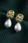Shop_Do Taara_Gold Plated Pearls, Diamonds Kundan And Drop Earrings _at_Aza_Fashions