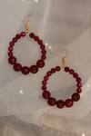 Shop_Do Taara_Red Onyx Stone Hoop Earrings _at_Aza_Fashions