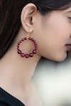 Do Taara_Red Onyx Stone Hoop Earrings _Online_at_Aza_Fashions