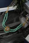 Shop_Do Taara_Green Natural Stones Embellished Choker Necklace _at_Aza_Fashions