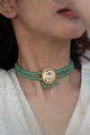 Do Taara_Green Natural Stones Embellished Choker Necklace _Online_at_Aza_Fashions