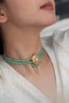 Buy_Do Taara_Green Natural Stones Embellished Choker Necklace _Online_at_Aza_Fashions