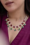 Buy_Do Taara_Multi Color Kundan And Onyx Embellished Necklace _Online_at_Aza_Fashions