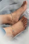 Buy_Do Taara_Multi Color Natural Stone And Shell Pearls Embellished Anklet - Set Of 2 _at_Aza_Fashions