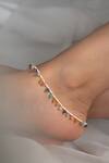 Do Taara_Multi Color Natural Stone And Shell Pearls Embellished Anklet - Set Of 2 _Online_at_Aza_Fashions
