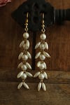 Shop_Do Taara_White Pearls Celeste Drop Dangler Earrings _at_Aza_Fashions