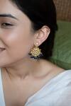 Buy_Do Taara_Gold Plated Pearls, Diamonds, Stones Crescent Kundan Embellished Earrings _at_Aza_Fashions