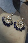 Shop_Do Taara_Gold Plated Pearls, Diamonds, Stones Crescent Kundan Embellished Earrings _at_Aza_Fashions