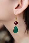 Buy_Do Taara_Green Pearls, Stones Natural Embellished Drop Earrings _Online_at_Aza_Fashions